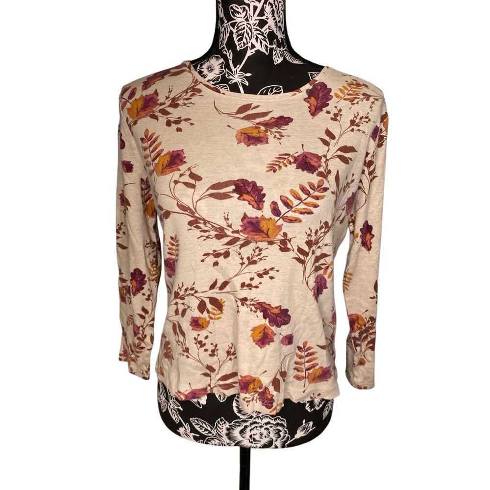 Croft & Barrow Floral Long Sleeve Top Petite PS Cottagecore Boho Casual Office